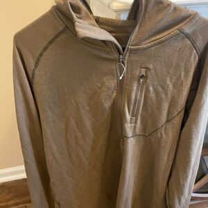 Black Ovis Merino Wool Quarter zip Hoodie